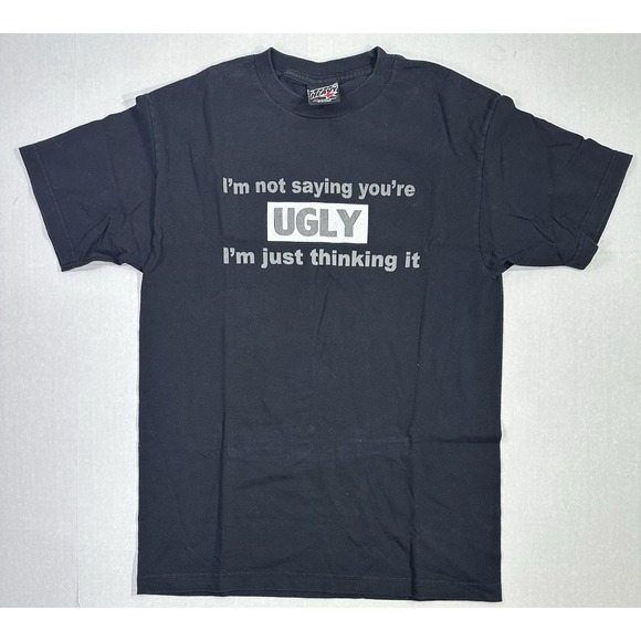Top Heavy Other - Vintage Top Heavy Funny T-Shirt M Black Graphic Tee "I'm Not Saying You're Ugly"